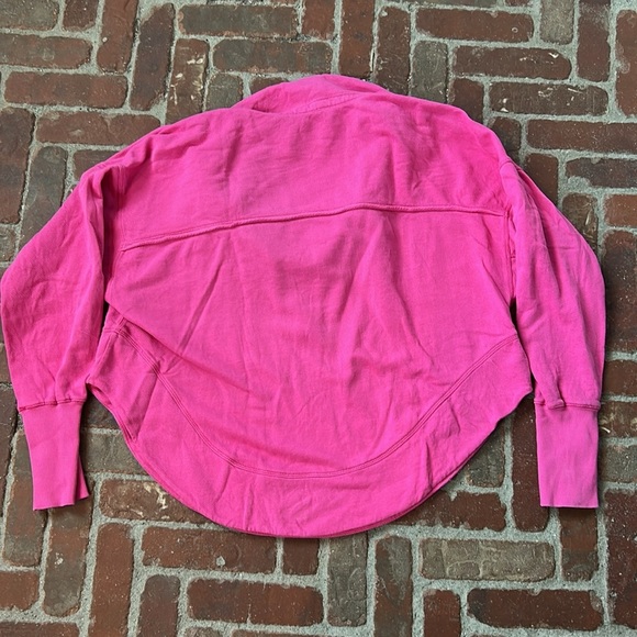 Pilcro Pink Oversized Terry Cloth Cotton Sweatshirt Size M - Picture 5 of 5